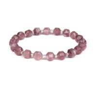 TPDRKOWJX Pulsera De Cuentas, Pulseras Ágatas Rojas Geométricas for Mujeres Hombres Brazalete Piedra Cuarzo Natural Facetado Ópalo Aventurina Joyería Moda Única wanglan(23cm-Strawberry)
