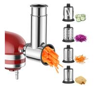 TPGSING Accesorio Rallador de Verduras de Acero Inoxidable para Kitchenaid, Rallador/Rebanador de Queso Accesorio para Kitchenaid, con Cuatro Cuchillas de Acero Inoxidable