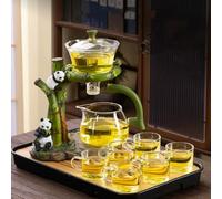 TPIONEER Juego de Tetera de Vidrio con Ventosa magnética para el hogar, artefacto para Hacer té en la Sala de Estar, Tetera Gaiwan PU Erh