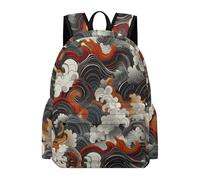 TPISLI Bolsa Escolar Japonés Estilo Olas 13 Años para Chicos Mochila Olas Clase 8 para Chicas Mochila Colegio, School Bag Ligera en Escuela, Viaje y Uso Diario Actividades Diarias