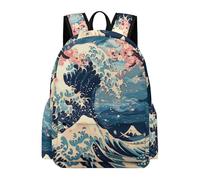 TPISLI Bolsa Escolar Japonés Estilo Olas 13 Años para Chicos Mochila Olas Clase 8 para Chicas Mochila Colegio, School Bag Ligera en Escuela, Viaje y Uso Diario Actividades Diarias