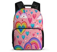 TPISLI Mochila Arcoíris Patrón Cursos 2-4 para Estudiantes Mochila Escolar Colorful Corazón 6-10 Años Bookbag, Tejido 1680D Detalles de Fieltro Viaje Uso Diario