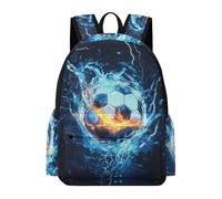 TPISLI Mochila Balón de Fútbol Hielo y Fuego Primaria para Niños y Niñas Mochila Escolar Fútbol 7-10 Años Mochilas Escolares Duraderas, Backpack para Viaje Paseo y Senderismo y Excursión