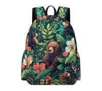 TPISLI Mochila Bear Flower Pattern Escolar Adolescente Ligera, Mochila Animal Illustration Instituto para Juveniles 10 A 15 Años, Mochilas Escolares para Viagem & Escola