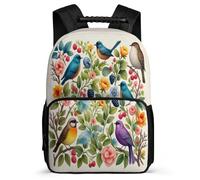 TPISLI Mochila Birds Patrón para Estudiantes 8-12 Años Mochila Planta Hojas Escuela Primaria Bookbag, Detalles de Fieltro Bolsillos Laterales Excursiones Cortas