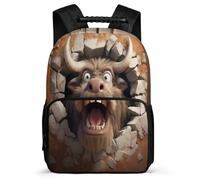 TPISLI Mochila Buey Almizclero Escolar Mochila Toro 3D Crackle Print De Gran Capacidad Kids Backpack Travel Laptop Bookbag Regalo Para Niños Backpack Kids Schoolbag Adjustable Straps