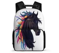 TPISLI Mochila Caballo Niños Colegio, Mochila Escolar Ilustración de Animal Infantil Colegio, Backpack, Resistente, Bolsillos Laterales, Viaje Uso Diario