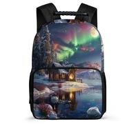 TPISLI Mochila Cabaña Aurora Escolares Niños Adolescentes, Mochila Estampado de Chalet Escolar Chico Grandes, Mochilas Informal Primaria Y Secundaria Para 9 10-17 Años