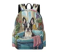 TPISLI Mochila Cachorro Boston Terrier Estudiantes 10-15 Años Mochila Colegio Motivo de Perro Chica 12 Años Bolsa Primaria Práctica Resistente Diario y Viaje Uso Diario Colegio
