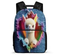 TPISLI Mochila Colegio Alpaca Colorful Chicos Chicas 7-12 Años Mochila Escolar Animal Motivo Colegio Backpack, Detalles de Fieltro Asa Reforzada Excursiones Cortas