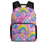 TPISLI Mochila Colegio Arcoíris Motivo para Niños Niñas 8-12 Años Mochila Escolar Corazón Colegio Backpack, Espalda Acolchada Asa Reforzada Ocio Actividades