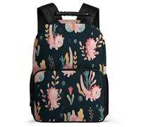 TPISLI Mochila Colegio Axolotl Cursos 2-4 para Chicos Chicas Mochila Escolar Salamandra 6-11 Años Backpack, Asa Reforzada Resistente Ligera Viaje Uso Diario