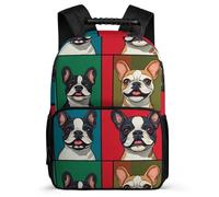 TPISLI Mochila Colegio Bulldog Perro Patrón Niños Niñas 6-10 Años Mochila Escolar Animal Cachorro Estampado Cursos 2-4 School Bag, Detalles de Fieltro Espalda Acolchada Ocio Actividades