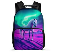 TPISLI Mochila Colegio Caballo Aurora Patrón para Escolares Primaria Mochila Animal Diseño 8-12 Años Bookbag, Espalda Acolchada Resistente Ligera Excursiones Cortas