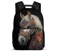 TPISLI Mochila Colegio Caballo Estampado Niños Niñas 7-11 Años Mochila Colegio Animal Caballo Cursos 3-5 Backpack, Detalles de Fieltro Espalda Acolchada Navidad Escuela