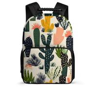 TPISLI Mochila Colegio Cactus Patrón para Estudiantes 7-11 Años Mochila Escolar Plantas Cacti Cursos 1-3 Daypack, Tejido 1680D Asa Reforzada Viaje Uso Diario
