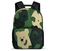 TPISLI Mochila Colegio Camouflage Oso Diseño Niña Niño 6-11 Años Mochila Infantil Camo Cursos 1-3 Backpack, Resistente Ligera Espalda Acolchada Navidad Escuela
