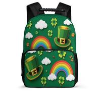 TPISLI Mochila Colegio Día de San Patricio para Estudiantes Colegio Mochila Escolar Clover Hojas 7-12 Años Bookbag, Tejido 1680D Espalda Acolchada Regalo Cumpleaños