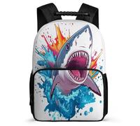 TPISLI Mochila Colegio Divertido Tiburón Patrón para Niñas Cursos 1-3 Mochila Infantil Sea Creature 8-12 Años Daypack, Espalda Acolchada Bolsillos Laterales Excursiones Cortas