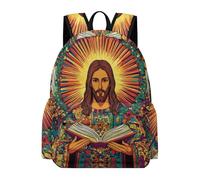 TPISLI Mochila Colegio Estampado Jesús Cristiano para Niño y Niña 6-10 Años Mochila Escolar Motivo Jesús Primaria Mochila de Gran Capacidad, Daypack para Excursión Paseo y Vuelta al Cole
