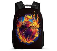 TPISLI Mochila Colegio Flames Baloncesto para Niña Niño 6-11 Años Mochila Infantil Baloncesto Cursos 3-5 Daypack, Bolsillos Laterales Resistente Ligera Navidad Escuela