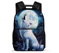 TPISLI Mochila Colegio Full Luna Lobo Niña Niño 7-11 Años Mochila Escolar Lobos Luna Cursos 2-4 Daypack, Tejido 1680D Espalda Acolchada Viaje Uso Diario