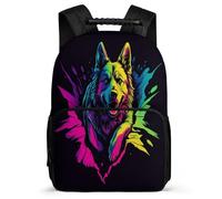 TPISLI Mochila Colegio German Shepherd para Niña Niño Primaria Mochila Colegio Animal Perro Motivo 6-10 Años Bookbag, Bolsillos Laterales Detalles de Fieltro Viaje Uso Diario