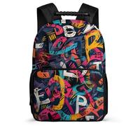 TPISLI Mochila Colegio Graffiti Motivo Primaria para Niña Niño Mochila Colourful 7-11 Años Bookbag, Resistente Ligera Detalles de Fieltro Excursiones Cortas