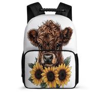 TPISLI Mochila Colegio Highland Vaca Patrón para Niña Niño Colegio Mochila Infantil Ganado 8-12 Años School Bag, Tejido 1680D Espalda Acolchada Ocio Actividades