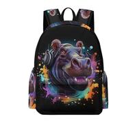 TPISLI Mochila Colegio Hipopótamo para Niña Curso 9 Mochila Colorido Animal para Niño 15 Años School Bag, Daypack Impermeable en Clases, Paseo y Senderismo Actividades Diarias