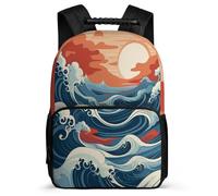 TPISLI Mochila Colegio Japanese Estilo Waves para Chicos Chicas Primaria Mochila Infantil Waves 6-10 Años Bookbag, Tejido 1680D Espalda Acolchada Viaje Uso Diario