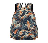 TPISLI Mochila Colegio Japonés Koi Pez Clase 7 para Chicos Mochila de Carpa Koi 12-16 Años para Chicas Backpack, School Bag Impermeable en Curso, Libros y Salidas Actividades Diarias