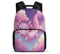 TPISLI Mochila Colegio Lindo Axolotl para Niñas Colegio Mochila Escolar Salamandra 7-11 Años School Bag, Resistente Ligera Detalles de Fieltro Excursiones Cortas