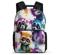 TPISLI Mochila Colegio Lindo Raccoons Motivo para Estudiantes Colegio Mochila Escolar Animal Colourful 7-12 Años Bookbag, Detalles de Fieltro Espalda Acolchada Navidad Escuela