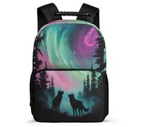 TPISLI Mochila Colegio Lobo Diseño para Niños Cursos 2-4 Mochila Infantil Animal Lobo Estampado 6-10 Años Backpack, Bolsillos Laterales Resistente Ligera Vuelta al Cole