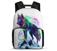 TPISLI Mochila Colegio Lobo Estampado Cursos 1-3 para Niño Niña Mochila Animal Lobo Diseño 6-10 Años School Bag, Bolsillos Laterales Espalda Acolchada Viaje Uso Diario
