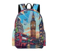 TPISLI Mochila Colegio Londres Paisaje Urbano para Chicas Clase 5-7 Mochila Escolar Londres Big Ben para Chicos 9-13 Años Backpack, Daypack Grande en Curso, Libros y Salidas Actividades Diarias