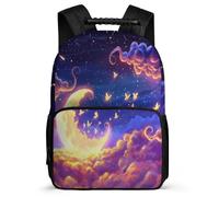 TPISLI Mochila Colegio Luna Cursos 2-4 para Niños Niñas Mochila Colegio Starry Sky Clouds 8-12 Años School Bag, Tejido 1680D Bolsillos Laterales Vuelta al Cole
