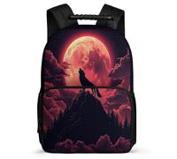 TPISLI Mochila Colegio Luna Lobo Primaria para Niñas Mochila Infantil Lobos Diseño 6-10 Años Daypack, Asa Reforzada Espalda Acolchada Viaje Uso Diario