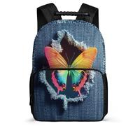 TPISLI Mochila Colegio Mariposa Patrón Escuela Primaria para Estudiantes Mochila Colegio 3D Colourful Estampado 8-12 Años School Bag, Detalles de Fieltro Resistente Ligera Excursiones Cortas