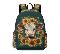TPISLI Mochila Colegio Motivo Vaca 3º-6º Curso Chico y Chica Mochila Escolar Girasoles Ganado 8-13 Años Mochilas Escolares Ligeras, Bookbag para Viaje Paseo y Uso Diario y Excursión