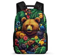 TPISLI Mochila Colegio Oso Flor Motivo para Niñas Cursos 2-4 Mochila Colegio Animal Patrón 6-10 Años Backpack, Resistente Ligera Asa Reforzada Viaje Uso Diario