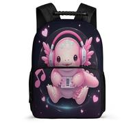 TPISLI Mochila Colegio Salamandra Niñas 7-11 Años Mochila Infantil Axolotl Cursos 2-4 Backpack, Resistente Ligera Detalles de Fieltro Excursiones Cortas
