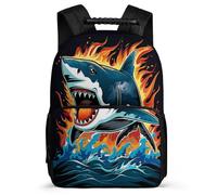 TPISLI Mochila Colegio Tiburón Estampado Niño Niña 7-11 Años Mochila Infantil Vida Marina Diseño Cursos 2-4 Backpack, Espalda Acolchada Bolsillos Laterales Ocio Actividades