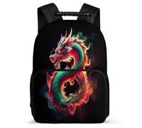 TPISLI Mochila Colegio Verde Dragón Primaria para Niña Niño Mochila Chinese Estilo 7-11 Años Bookbag, Resistente Ligera Detalles de Fieltro Excursiones Cortas