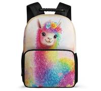 TPISLI Mochila Colorful Llama Colegio para Niña Niño Mochila Colegio Animal Alpaca 7-11 Años School Bag, Bolsillos Laterales Espalda Acolchada Regalo Cumpleaños