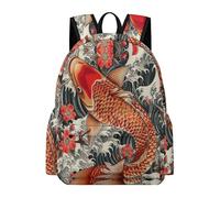 TPISLI Mochila de Japonés Koi Pez 6-10 Años para Niño y Niña Mochila Carpa Koi Curso 2-4 School Bag, Daypack Duradera para Clases, Paseo y Senderismo Actividades Diarias Uso Diario