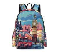 TPISLI Mochila de Londres Big Ben Curso 4-6 para Niño y Niña Mochila Escolar Londres Paisaje Urbano Colegio Bookbag, Backpack Grande para Clases, Paseo y Senderismo Actividades Diarias Uso Diario