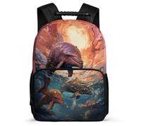 TPISLI Mochila Delfín Escolar Mochila Criatura Marina De Gran Capacidad Kids Backpack Travel Laptop Bookbag Regalo Para Niños Backpack Kids Schoolbag Adjustable Straps