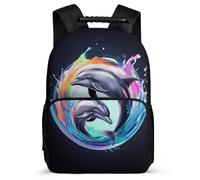 TPISLI Mochila Delfín Escuela Primaria para Niños Mochila Colegio Vida Marina Diseño 7-12 Años Backpack, Bolsillos Laterales Espalda Acolchada Excursiones Cortas